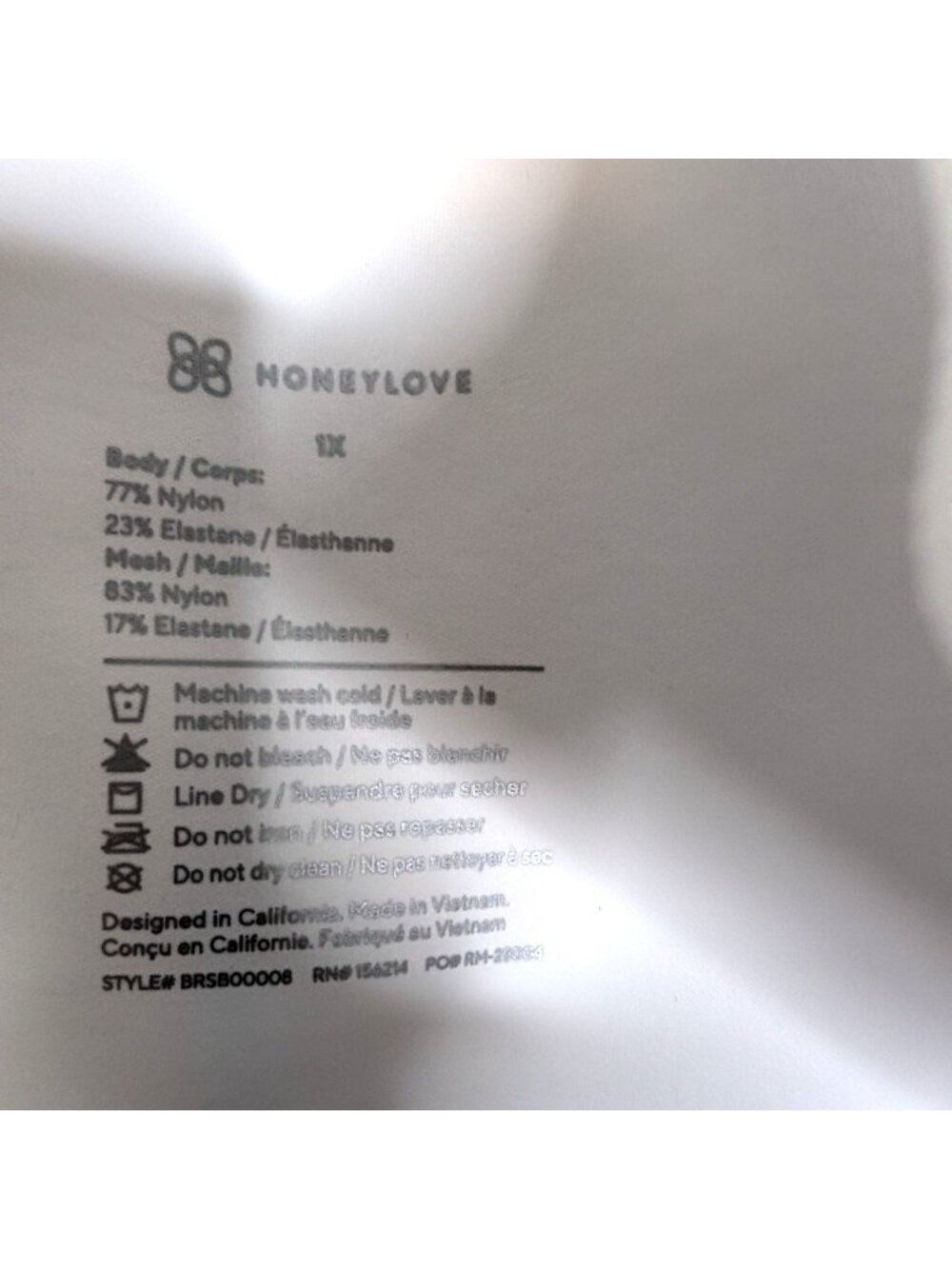 Honeylove CrossFlex Wire-Free White Activity Bra 1X Adjustable Straps & Mesh Pan - Picture 4 of 8